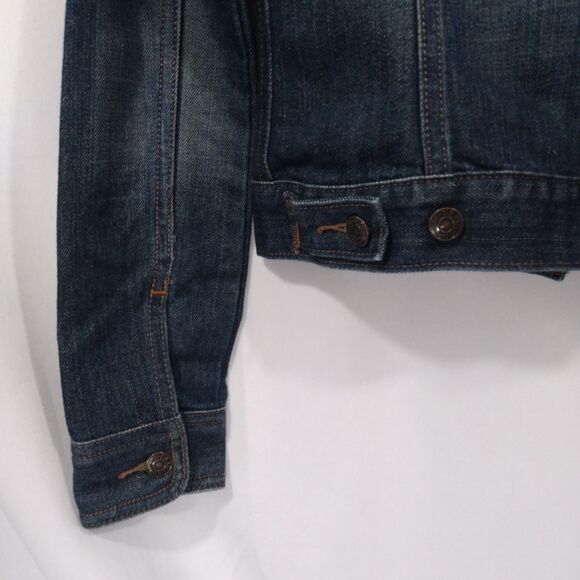 Old Navy Classic Jean Jacket Button Front Blue Denim Coat Pockets Stretch XS - Picture 5 of 6